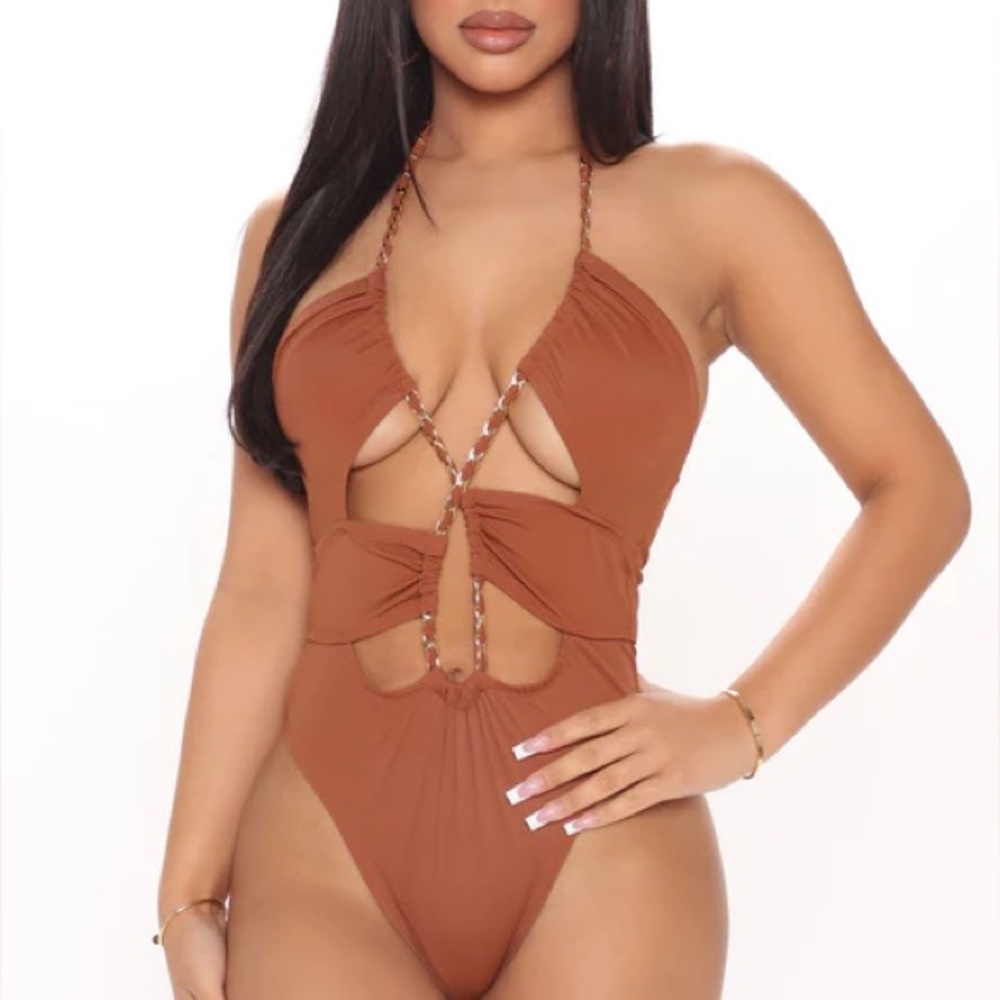 Stop Playing Halter Bodysuit - Rust - image 1